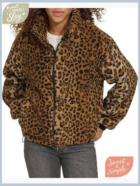 Zip Up Sherpa Teddy Jacket Cozy Plush Faux Fur Winter Coat Stand Collar